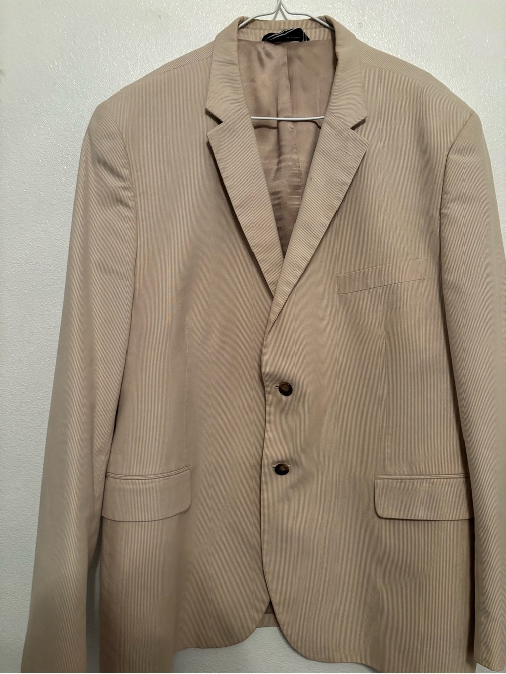 Nautica Men's Light Beige/tan cotton Two-Button Sport Coat 48R seersucker stripe